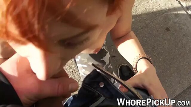 Redhead street whore takes big cock in POV