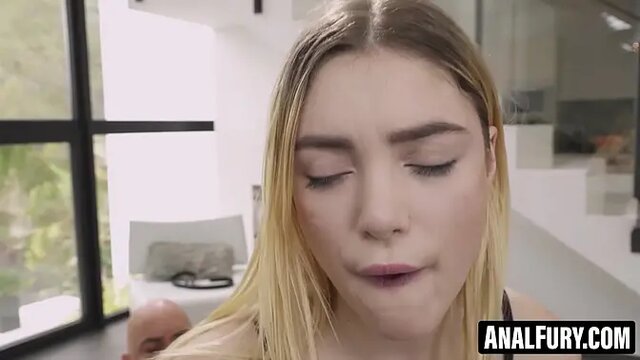 Blonde bombshell Paola deep takes deep anal and rough throat pounding
