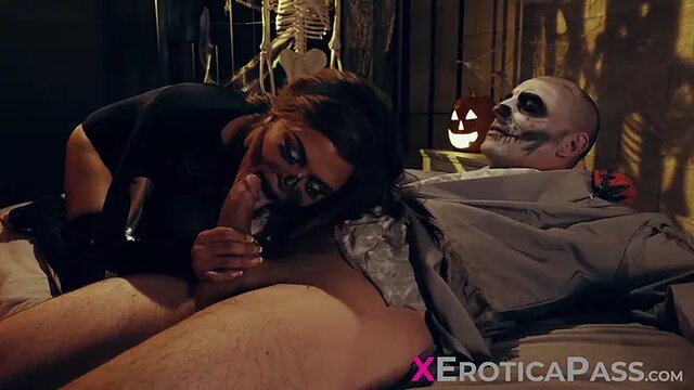 Zombie Destiny Cruz gives deepthroat and rides dong in doggystyle