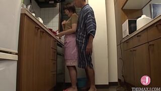 Sexy short-haired Japanese wife secretly gets banged by her father-in-law