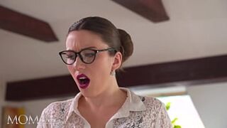 MOMxxx Beautiful brunette lesbians passionate fingering and pussy licking orgasms step mom in stockings and high heels