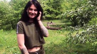 Brunette Wild Sex and Ejaculation in the Forest