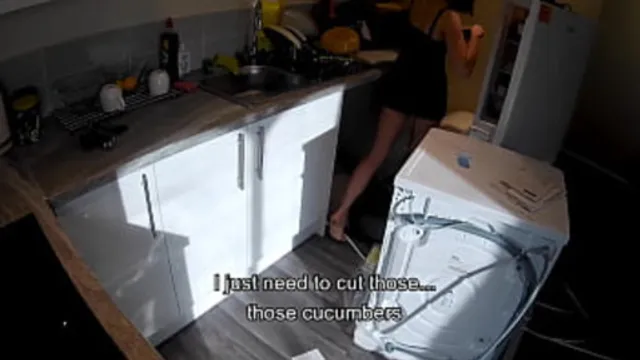 Lucky plumber pleases young single milf in the kitchen