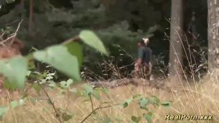 Hidden camera lust: Interracial forest fling with a sexy German mom