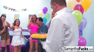 Blonde bombshell serviced relentlessly in nasty gangbang, ravaged mercilessly by multiple studs