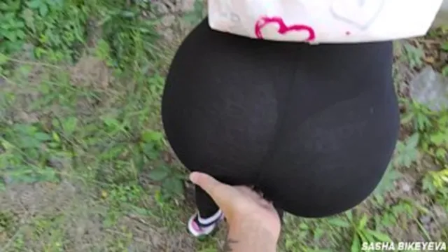 Russian girl with glasses gets doggystyled and mouth fucked outside in europe